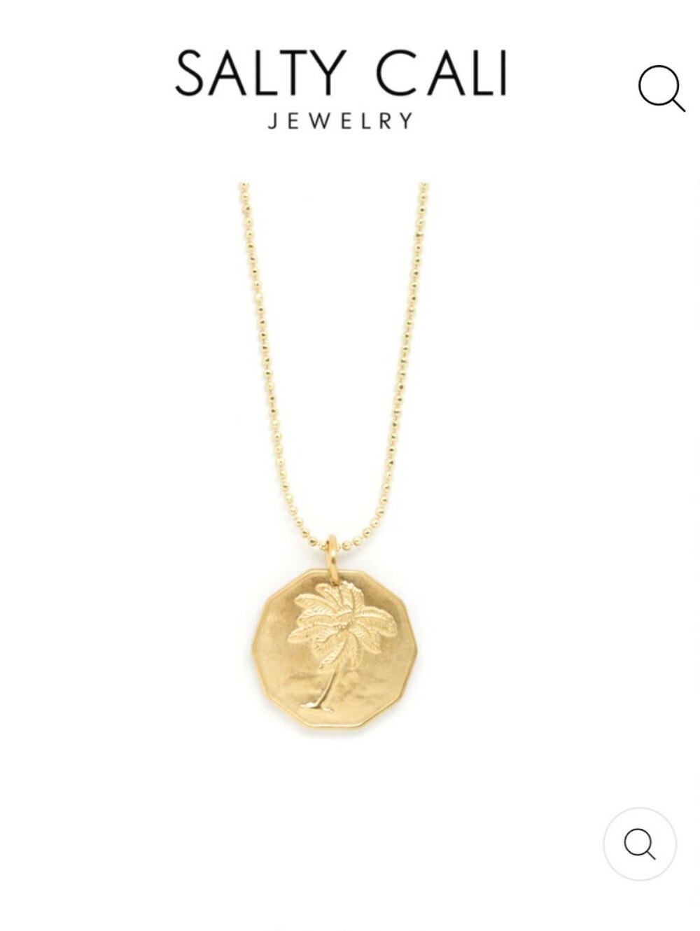 Salty cali old Palm Tree Pendant Necklace - Gold